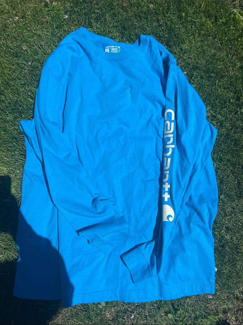 Carhartt Men's Long Sleeve Tee - Electric Blue with White Logo XL tall